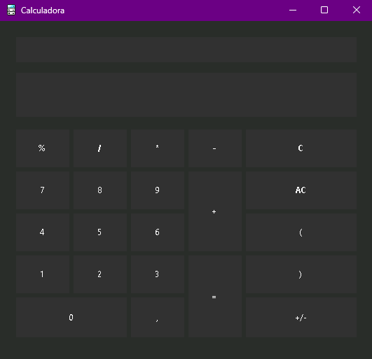 Calculadora hecha en Windows Forms con componentes nativos
